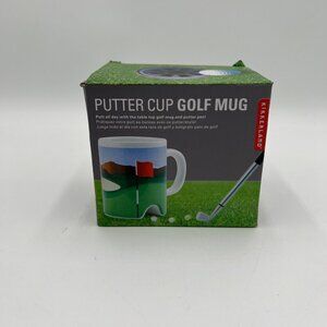 Kikkerland Putter Cup Golf Mug With Putter Pen - Desk Top Pen Pencil Holder